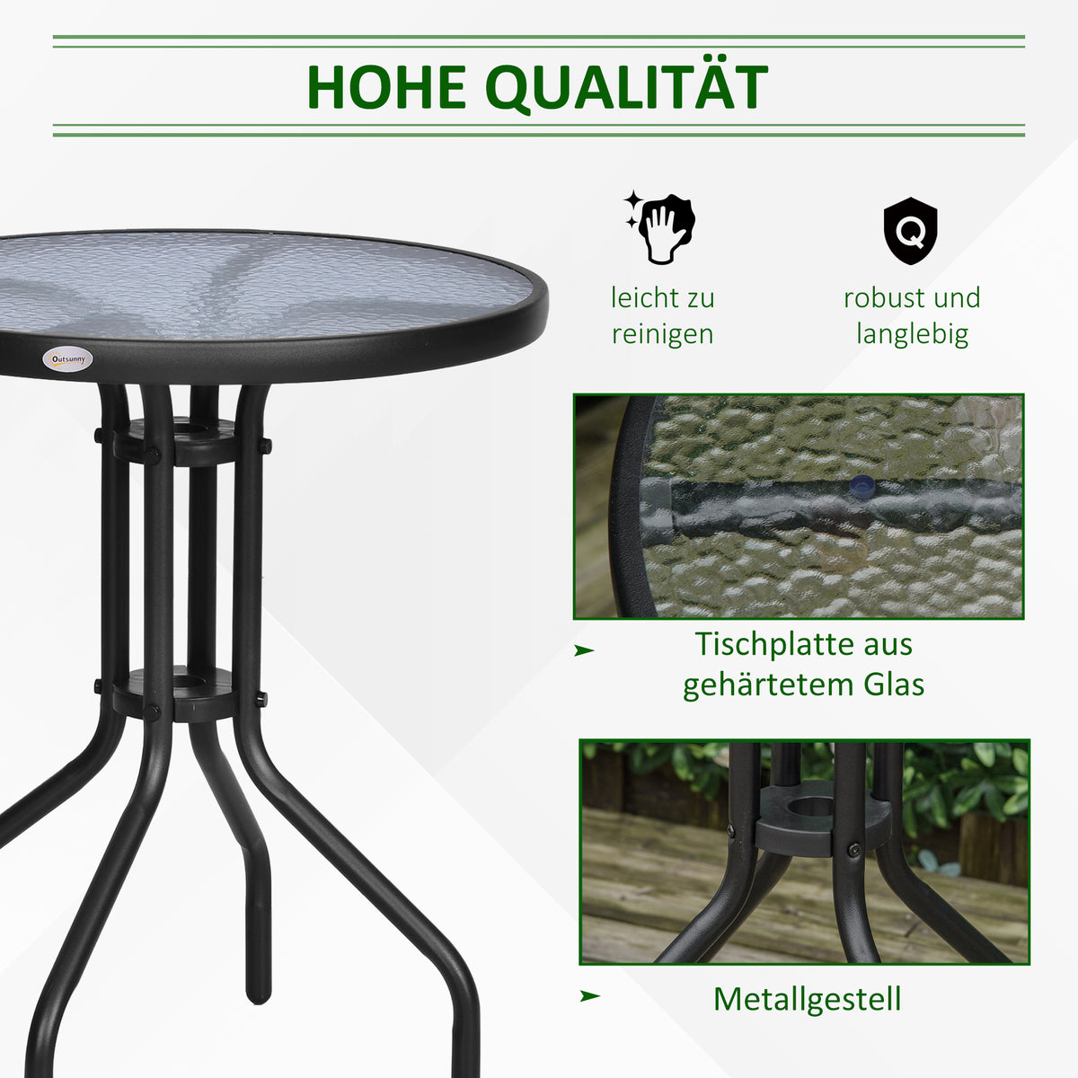 Runder Gartentisch für Balkon und Terrasse