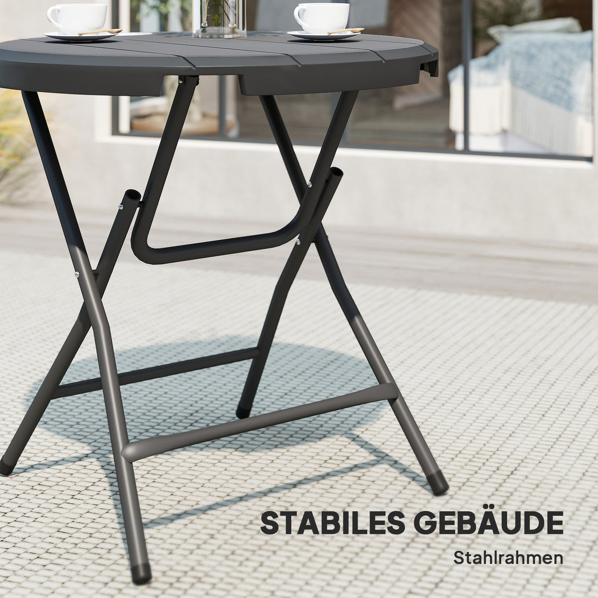 Runder Gartentisch für Balkon und Terrasse