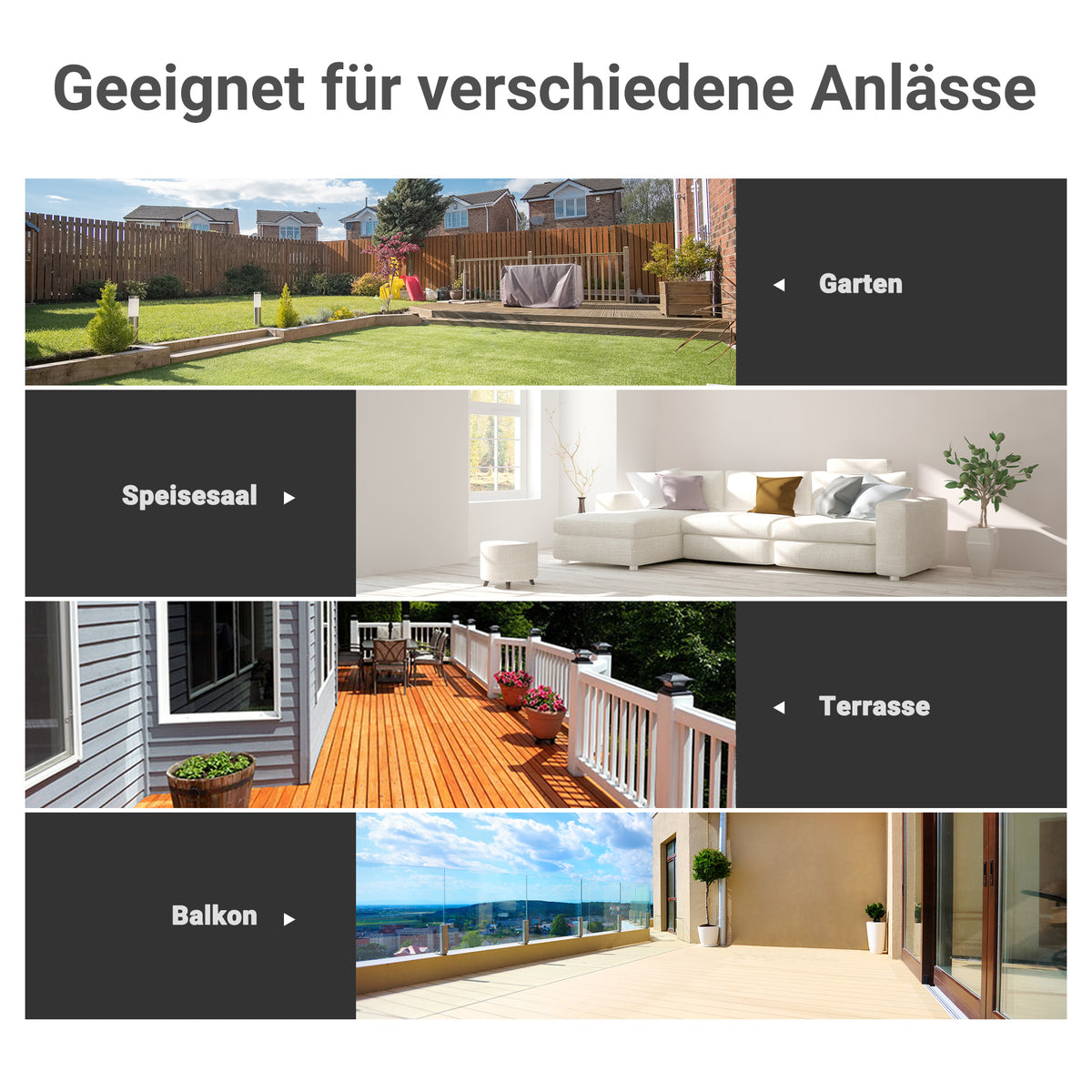 Quadratischer Gartentisch mit Hartglasplatte