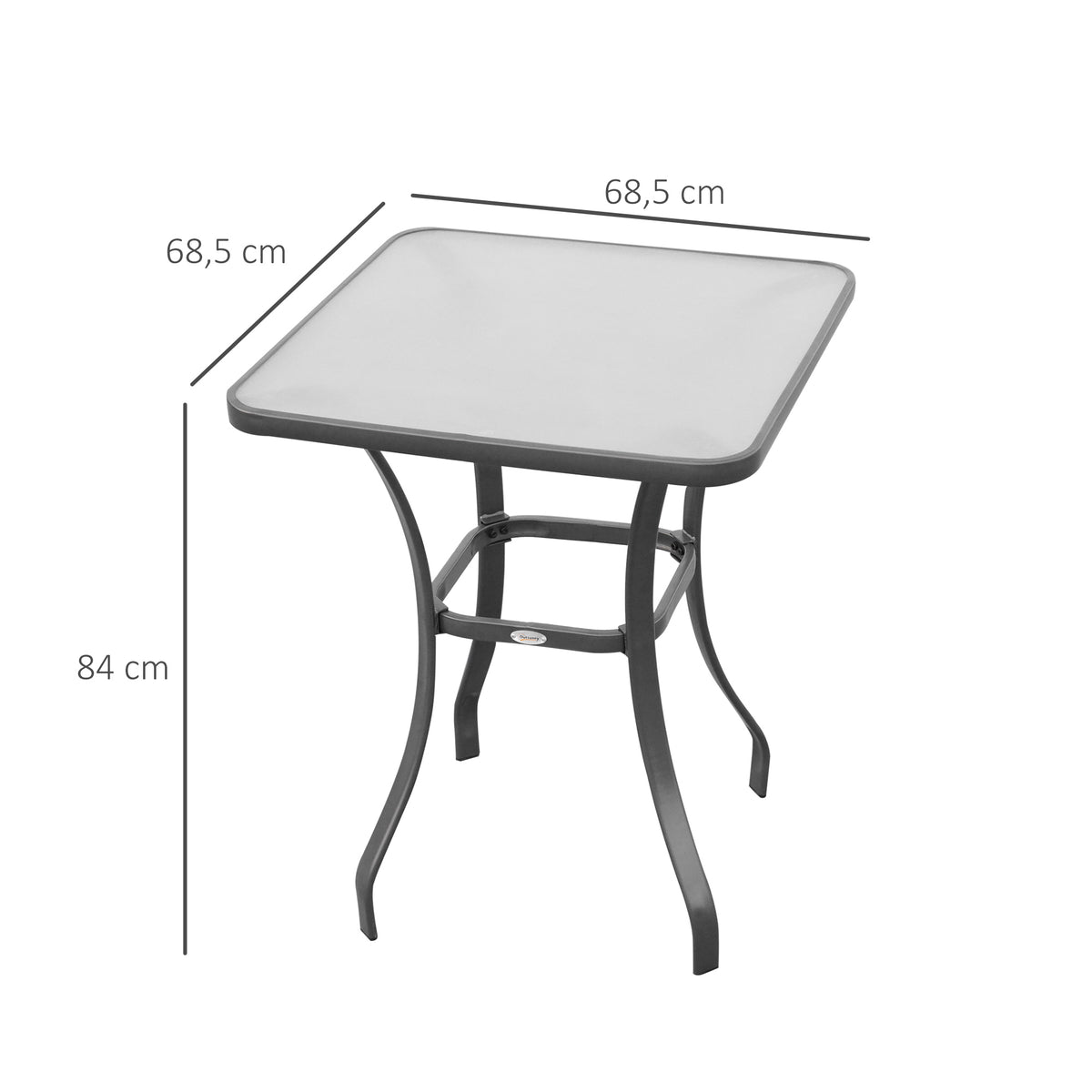 Quadratischer Gartentisch mit Hartglasplatte