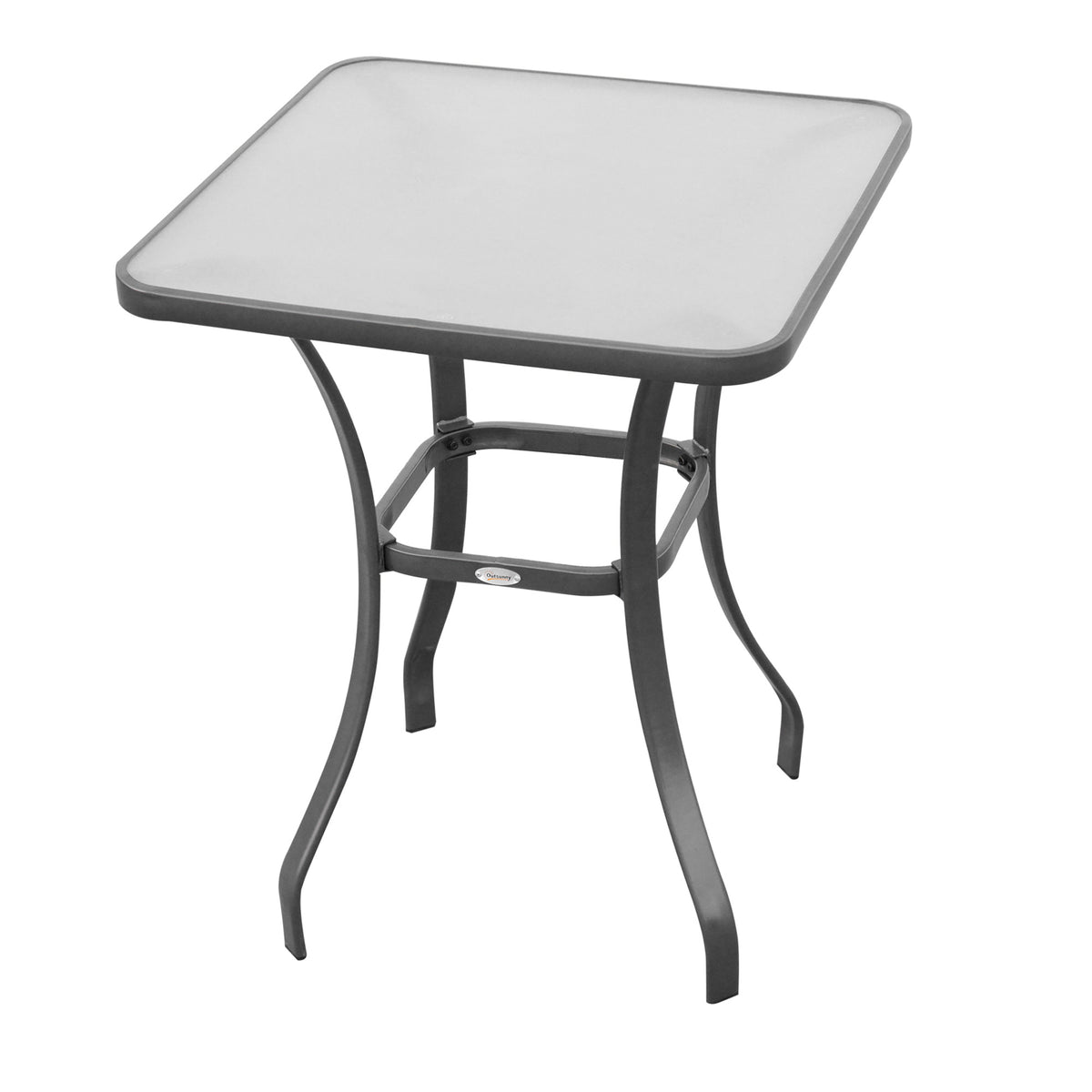 Quadratischer Gartentisch mit Hartglasplatte