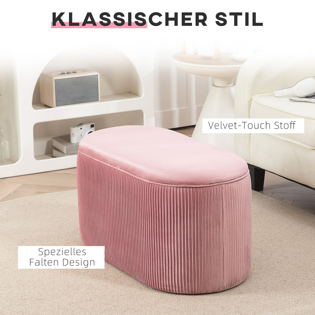 Polsterbank mit Stauraum im Retrostil