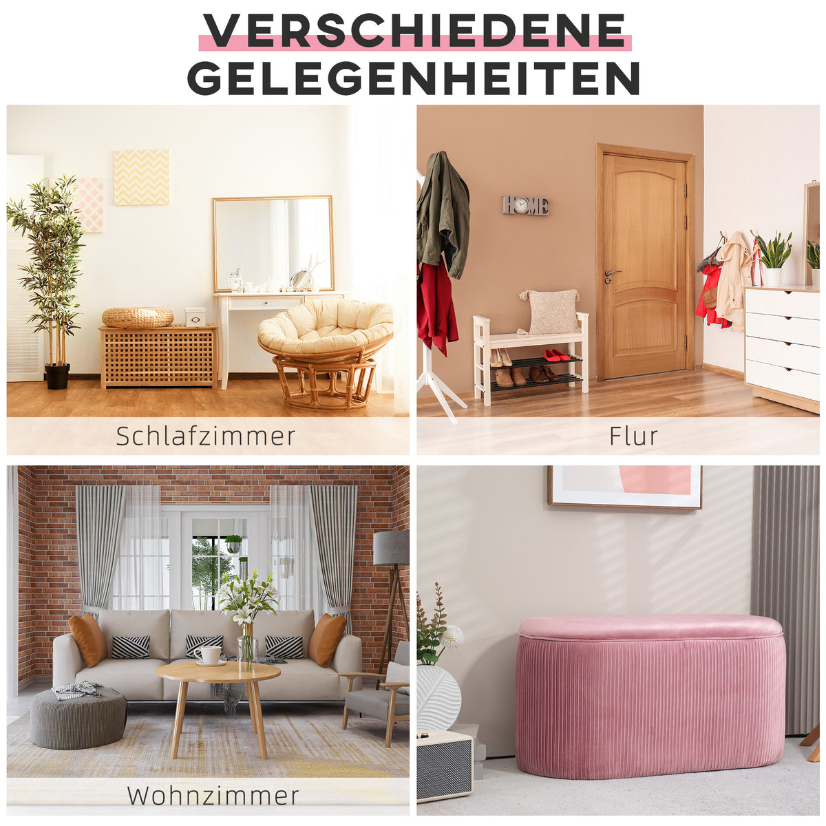 Polsterbank mit Stauraum im Retrostil