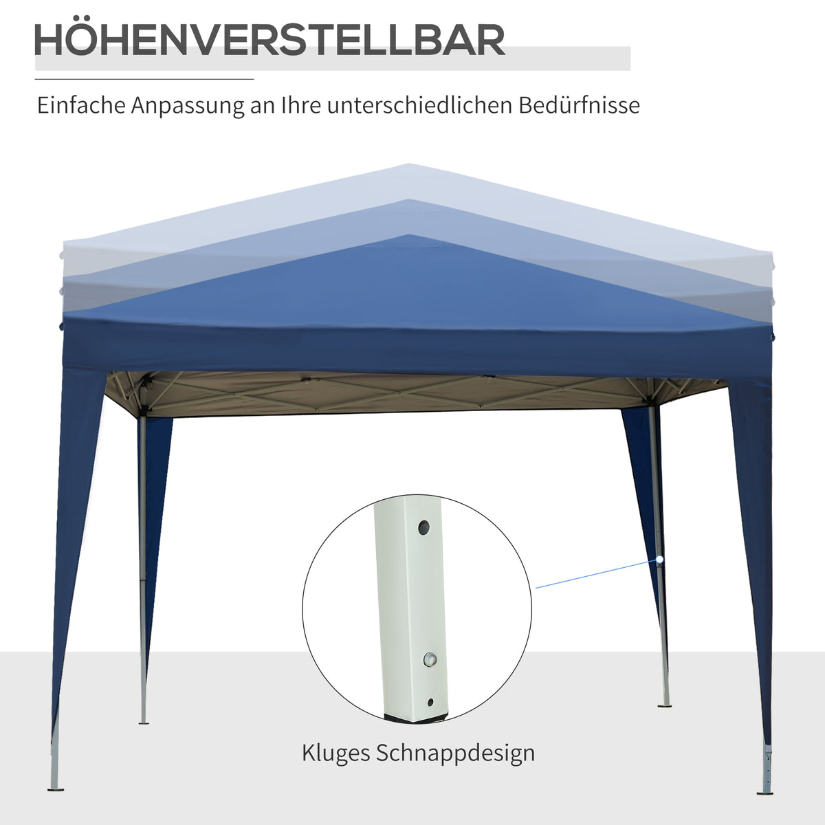 Faltpavillon mit vier Seitenwänden und Stahlrahmen