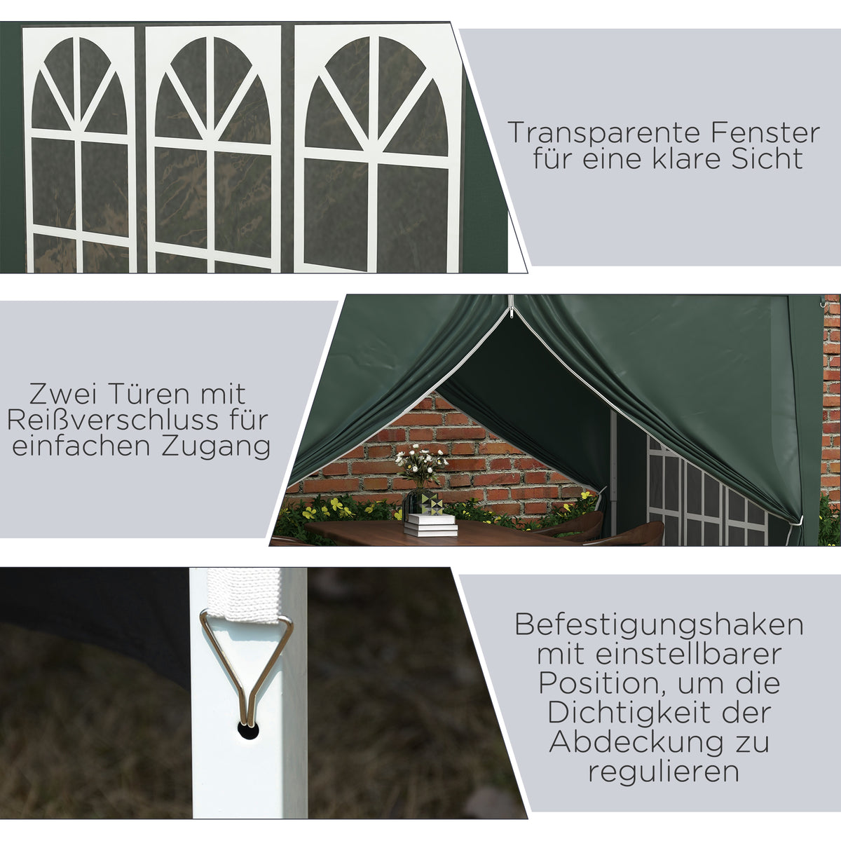 Faltpavillon mit vier Seitenwänden und Stahlrahmen