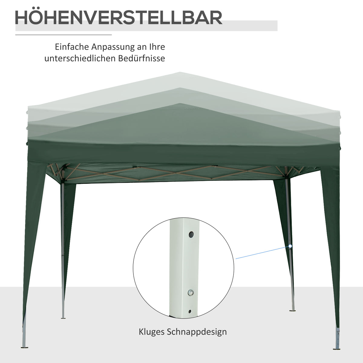 Faltpavillon mit vier Seitenwänden und Stahlrahmen