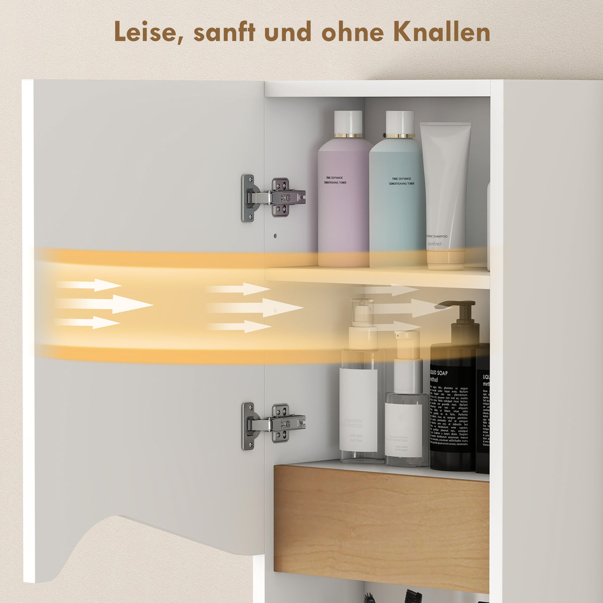 Badezimmer-Wandschrank mit offenem Fach und Soft-Close