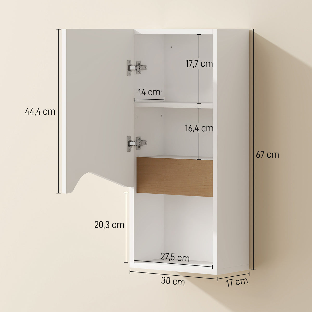 Badezimmer-Wandschrank mit offenem Fach und Soft-Close