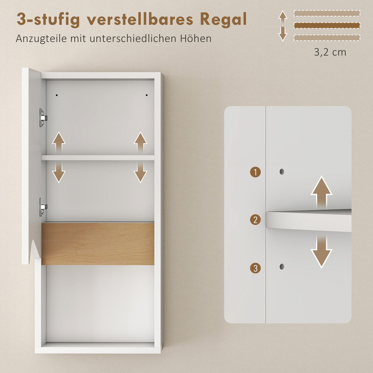 Badezimmer-Wandschrank mit offenem Fach und Soft-Close