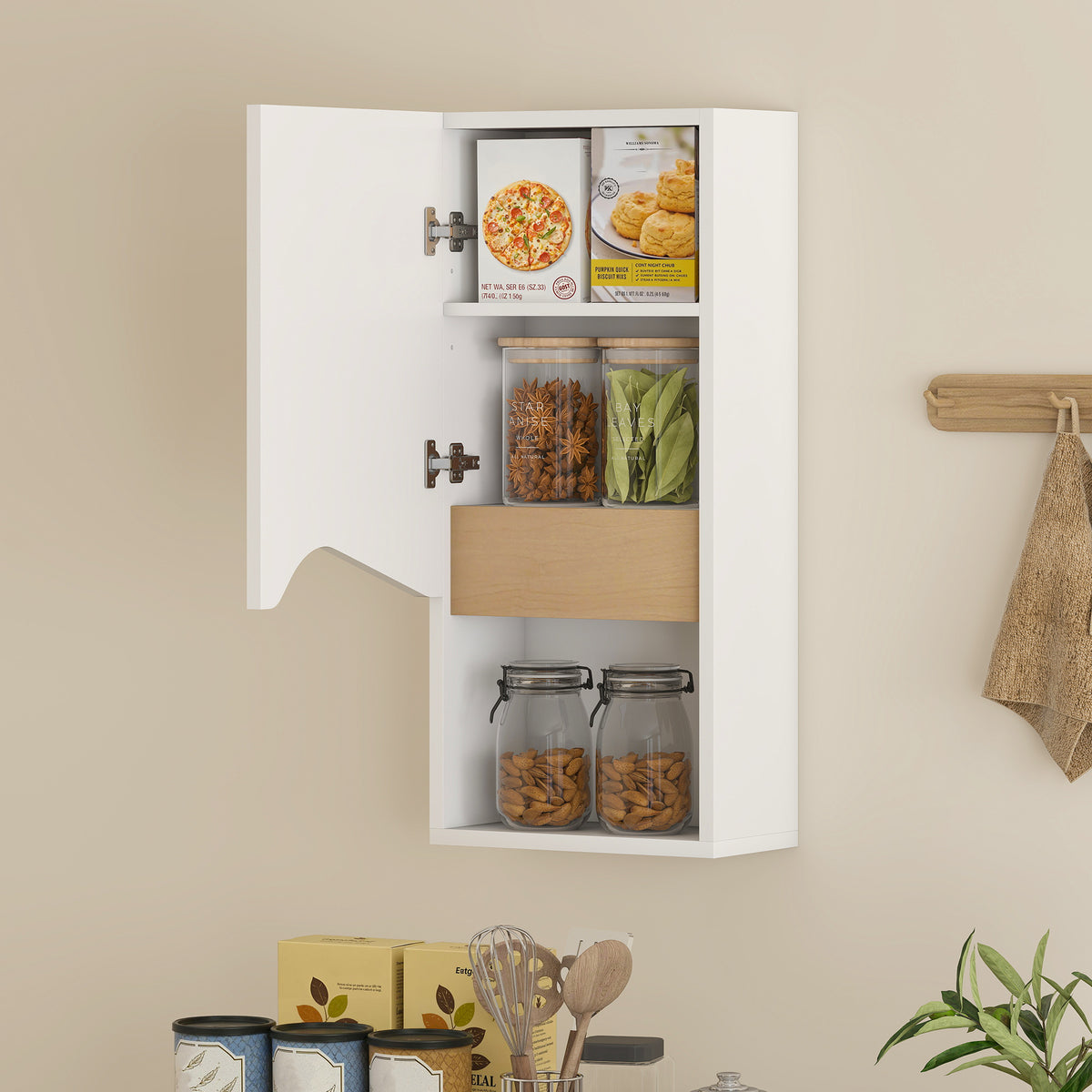Badezimmer-Wandschrank mit offenem Fach und Soft-Close