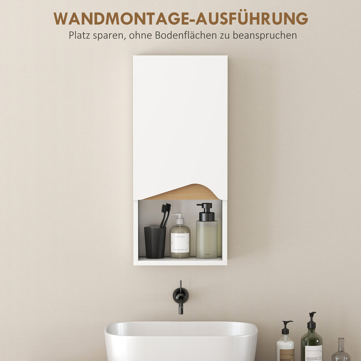 Badezimmer-Wandschrank mit offenem Fach und Soft-Close