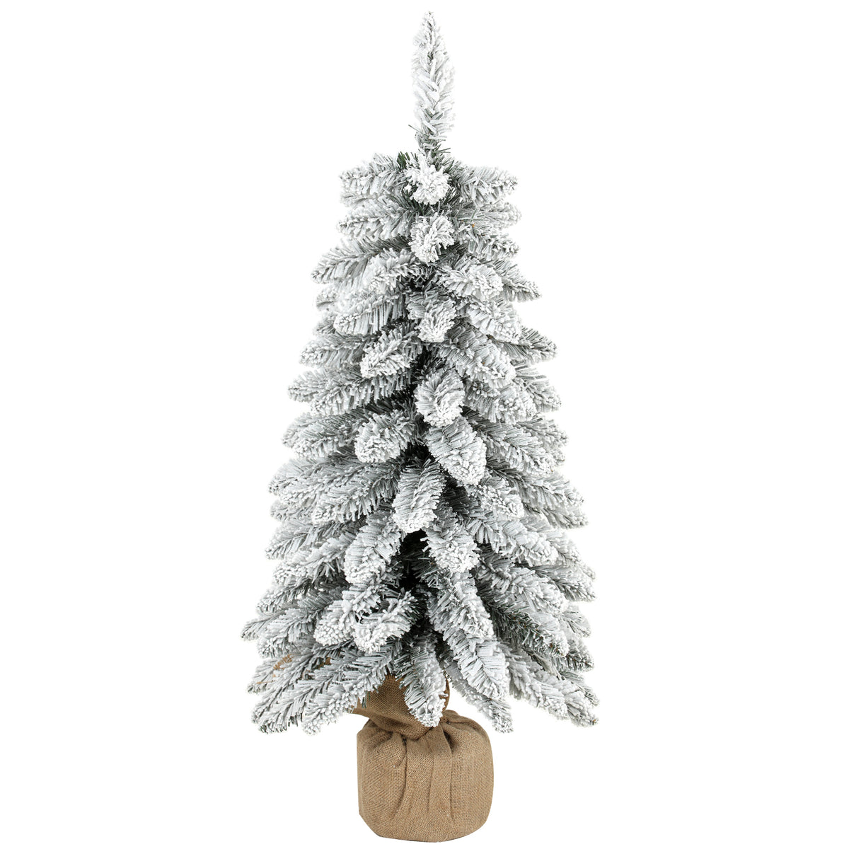 Schlanker künstlicher Weihnachtsbaum mit Schneeflocken