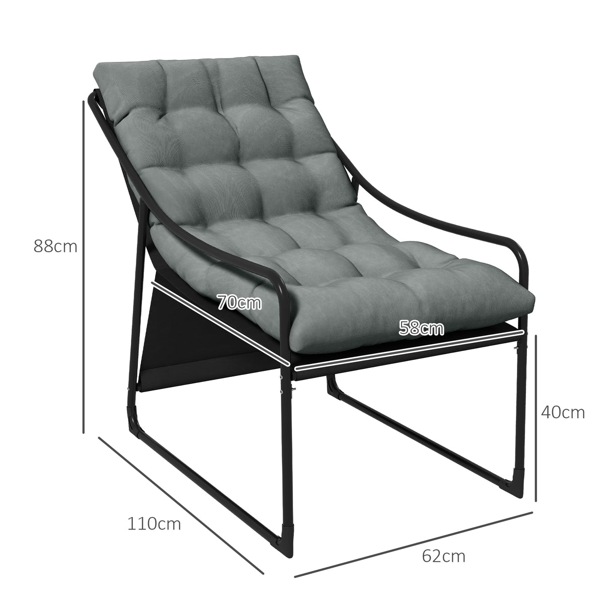 Garten-Loungesessel mit 10 cm Sitzpolster