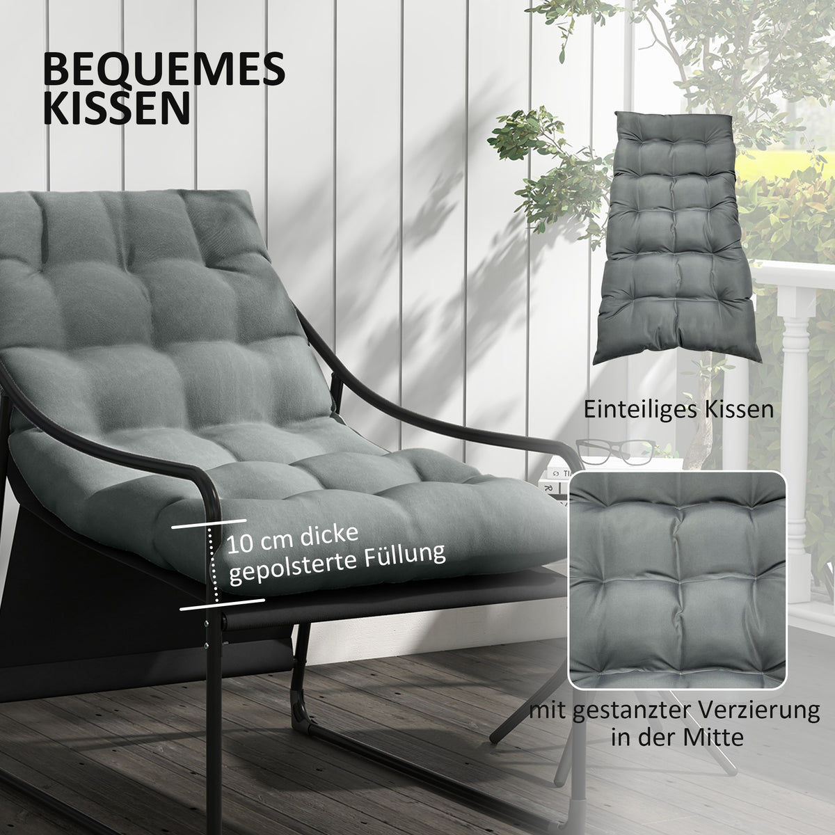 Garten-Loungesessel mit 10 cm Sitzpolster