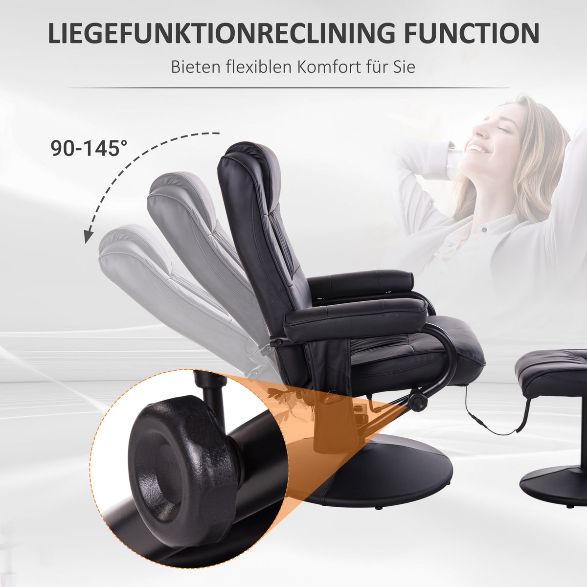 Massagesessel mit Hocker und Liegefunktion