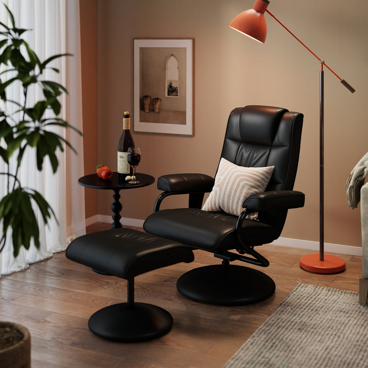 Massagesessel mit Hocker und Liegefunktion