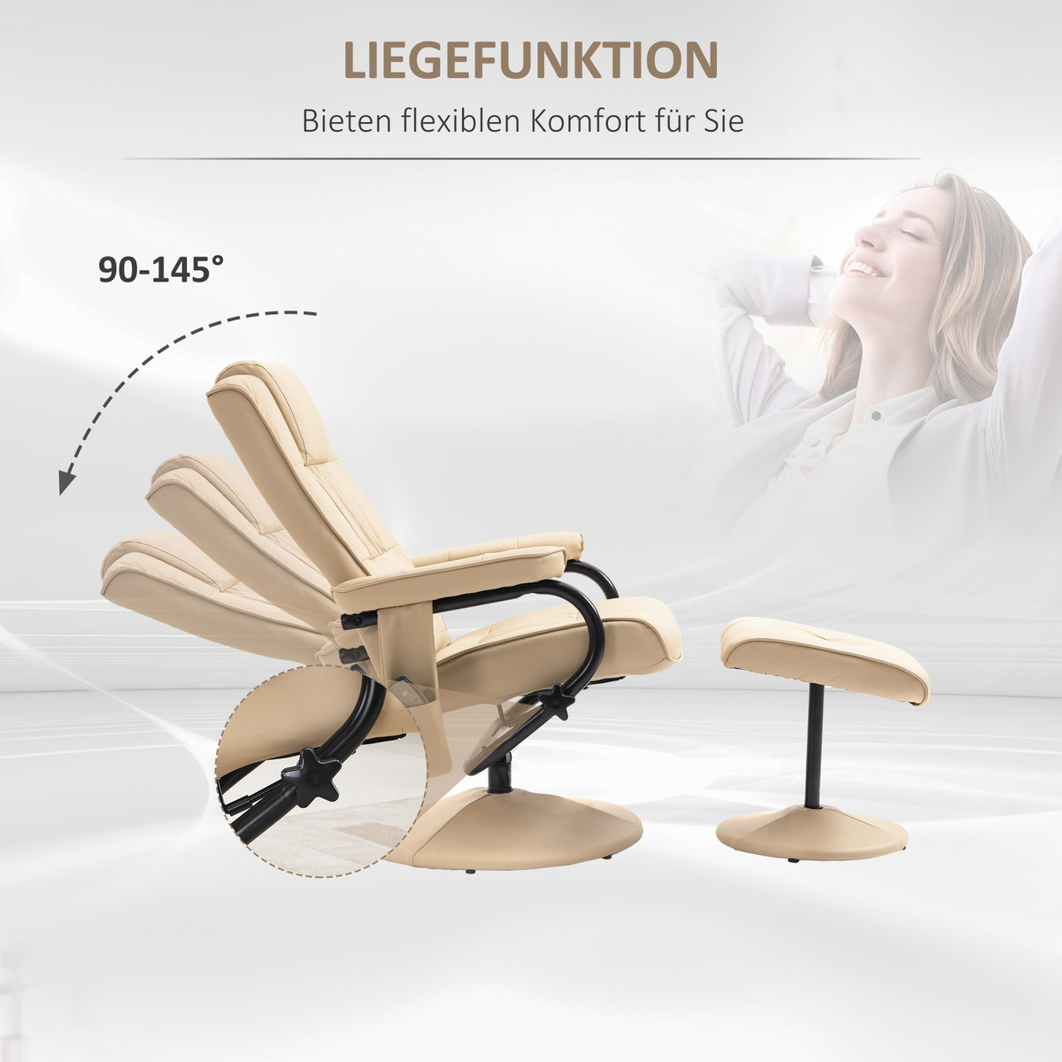 Massagesessel mit Hocker und Liegefunktion