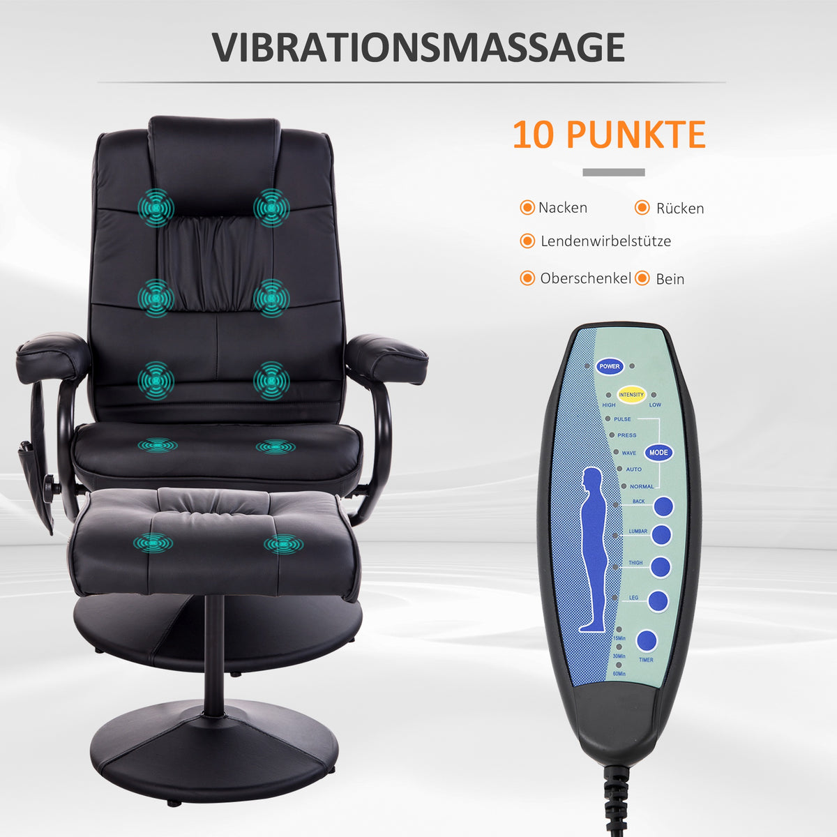 Massagesessel mit Hocker und Liegefunktion