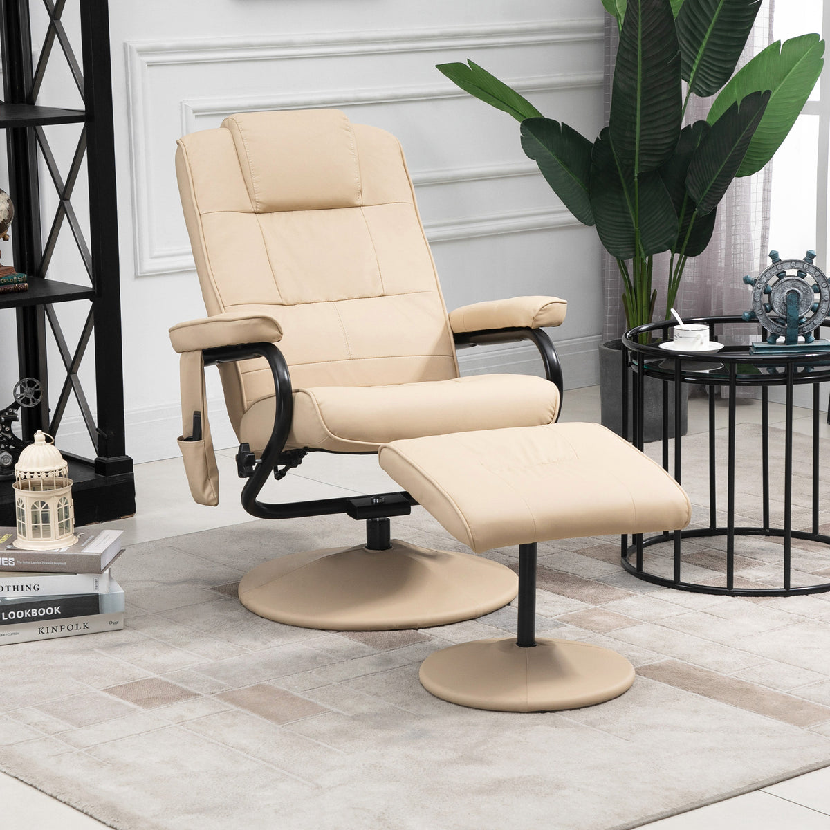Massagesessel mit Hocker und Liegefunktion
