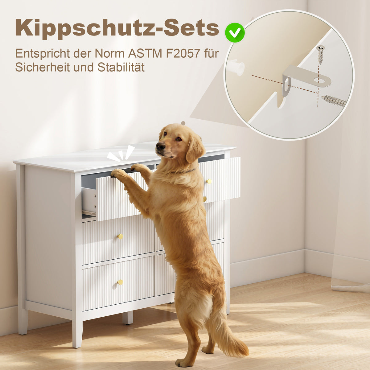 Kommode 100 cm mit 6 Schubladen