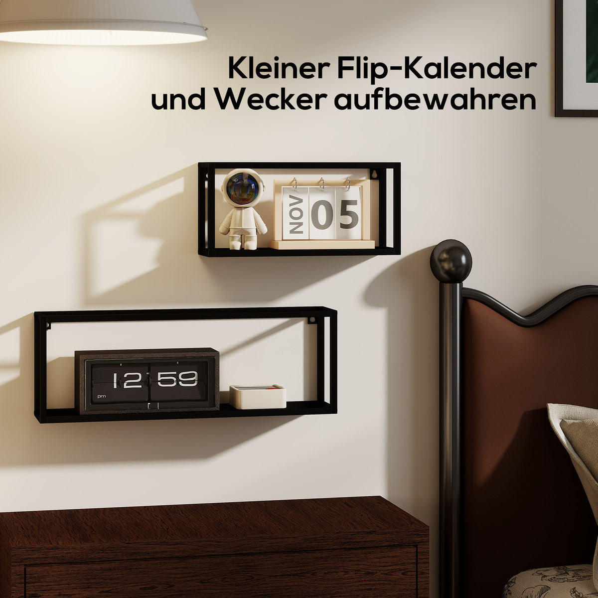 2er-Set Wandregale aus Stahl, geometrisch