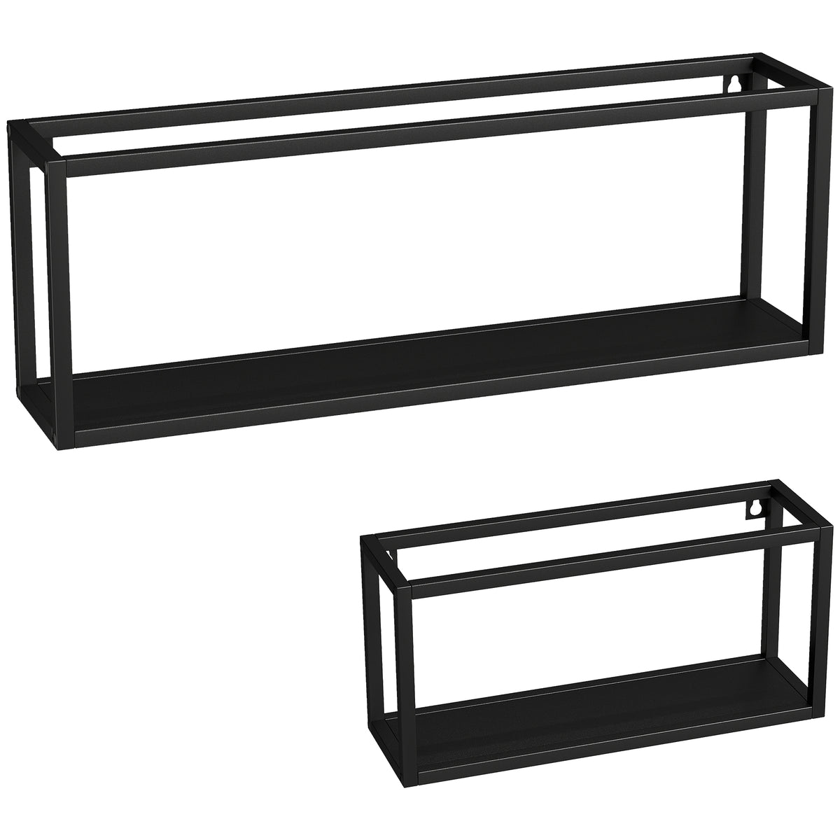 2er-Set Wandregale aus Stahl, geometrisch
