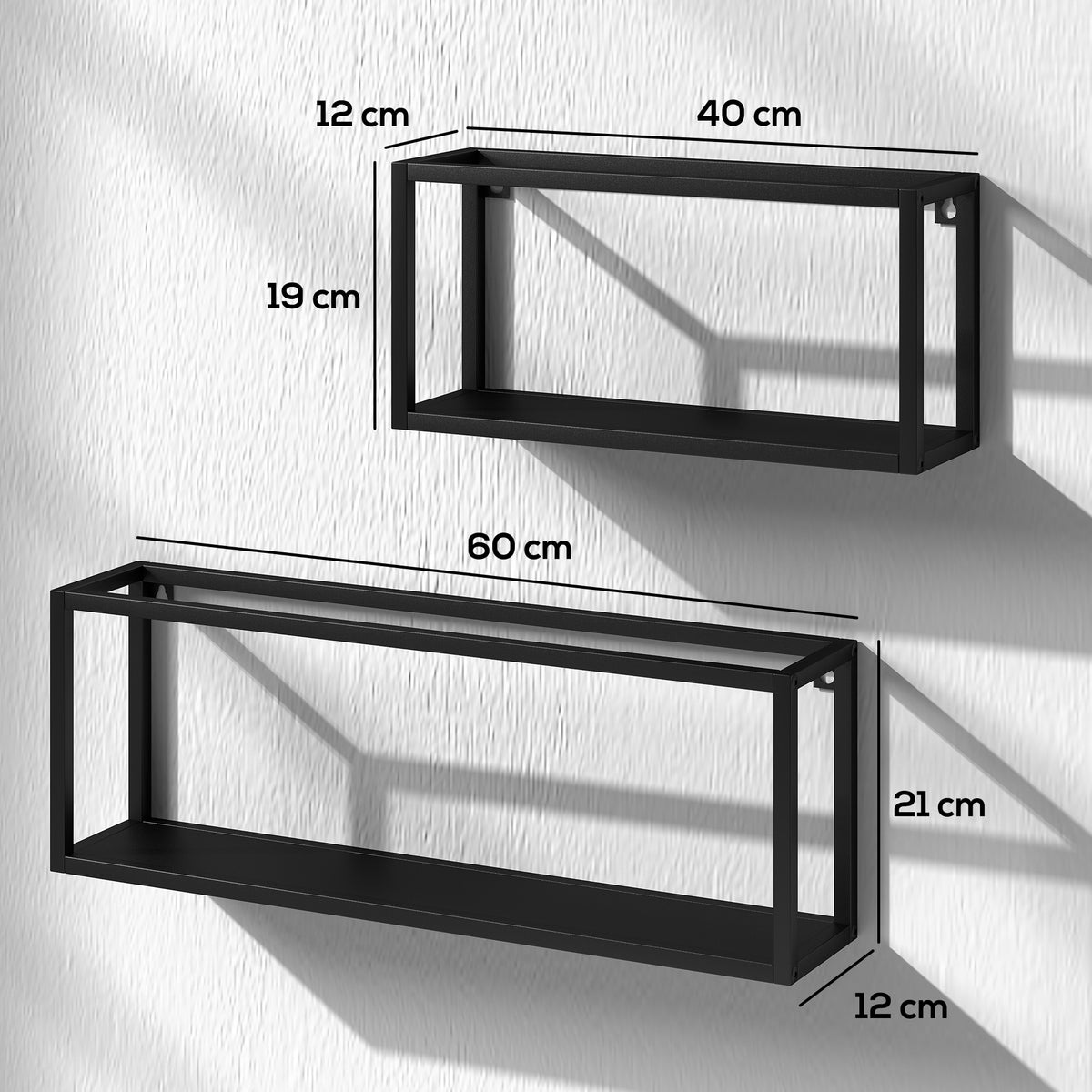 2er-Set Wandregale aus Stahl, geometrisch