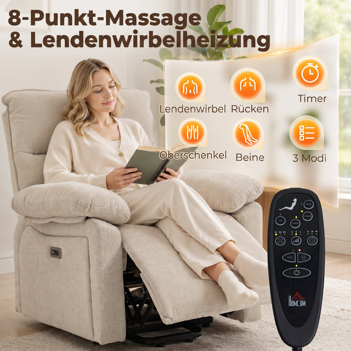 Elektrischer Aufstehsessel mit Massagefunktion