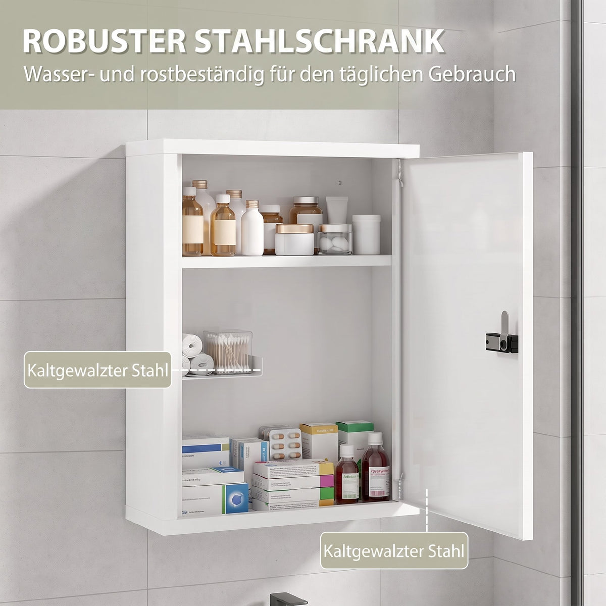 Medizinschrank aus Stahl mit Zahlenschloss
