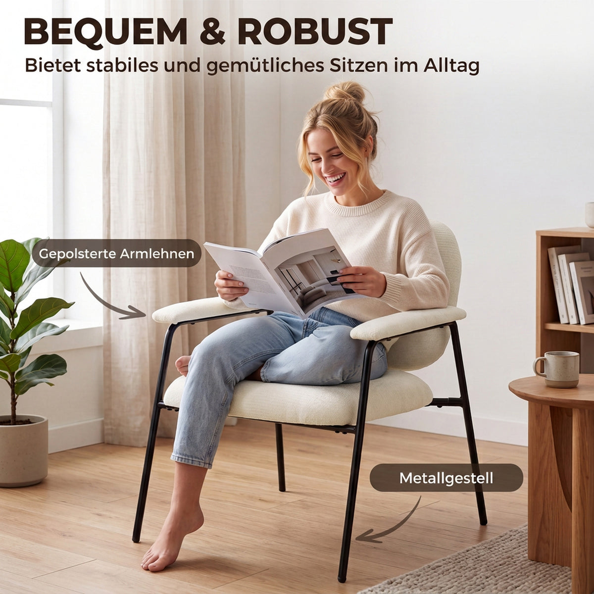 2er-Set Polstersessel mit Chenillebezug