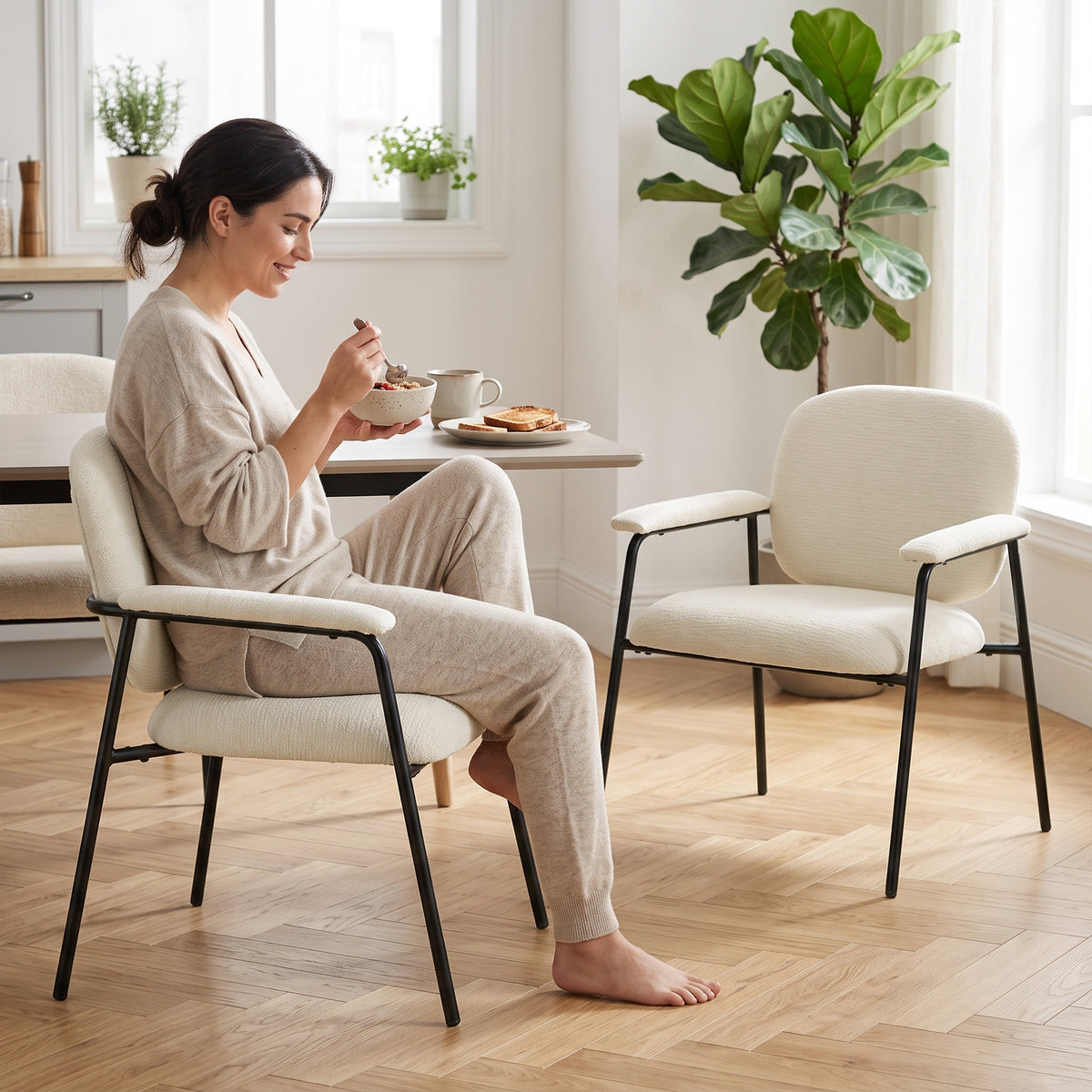 2er-Set Polstersessel mit Chenillebezug
