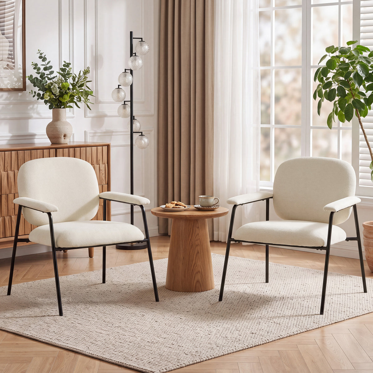 2er-Set Polstersessel mit Chenillebezug