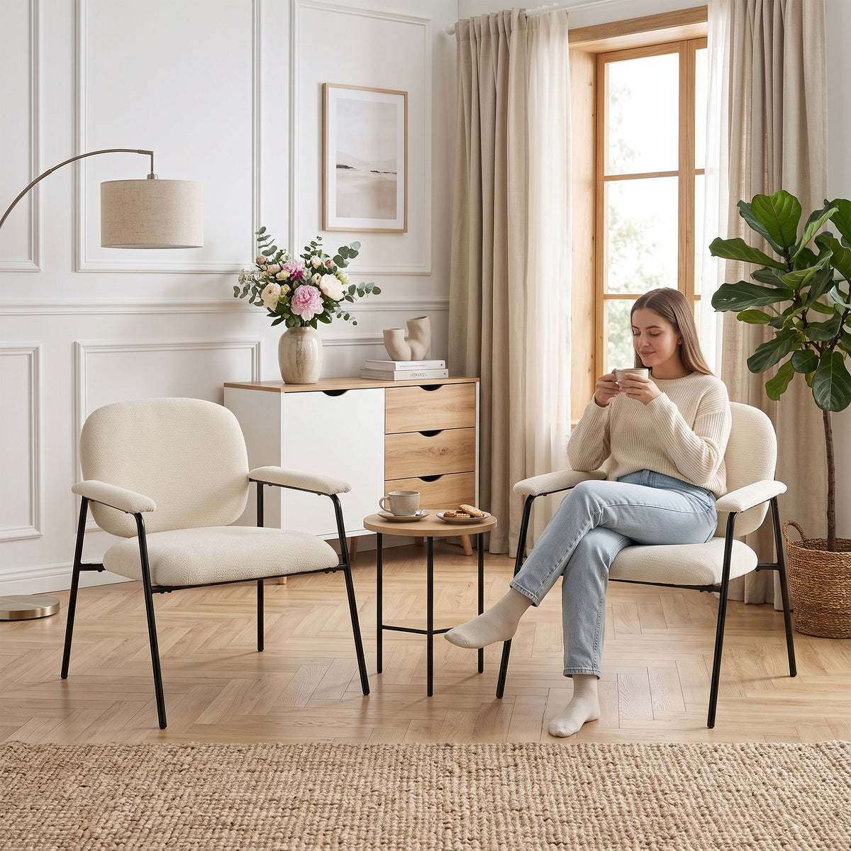 2er-Set Polstersessel mit Chenillebezug