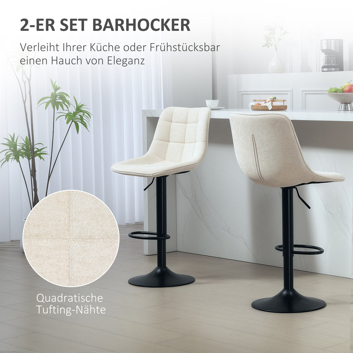 2er-Set höhenverstellbare Barhocker mit Rückenlehne