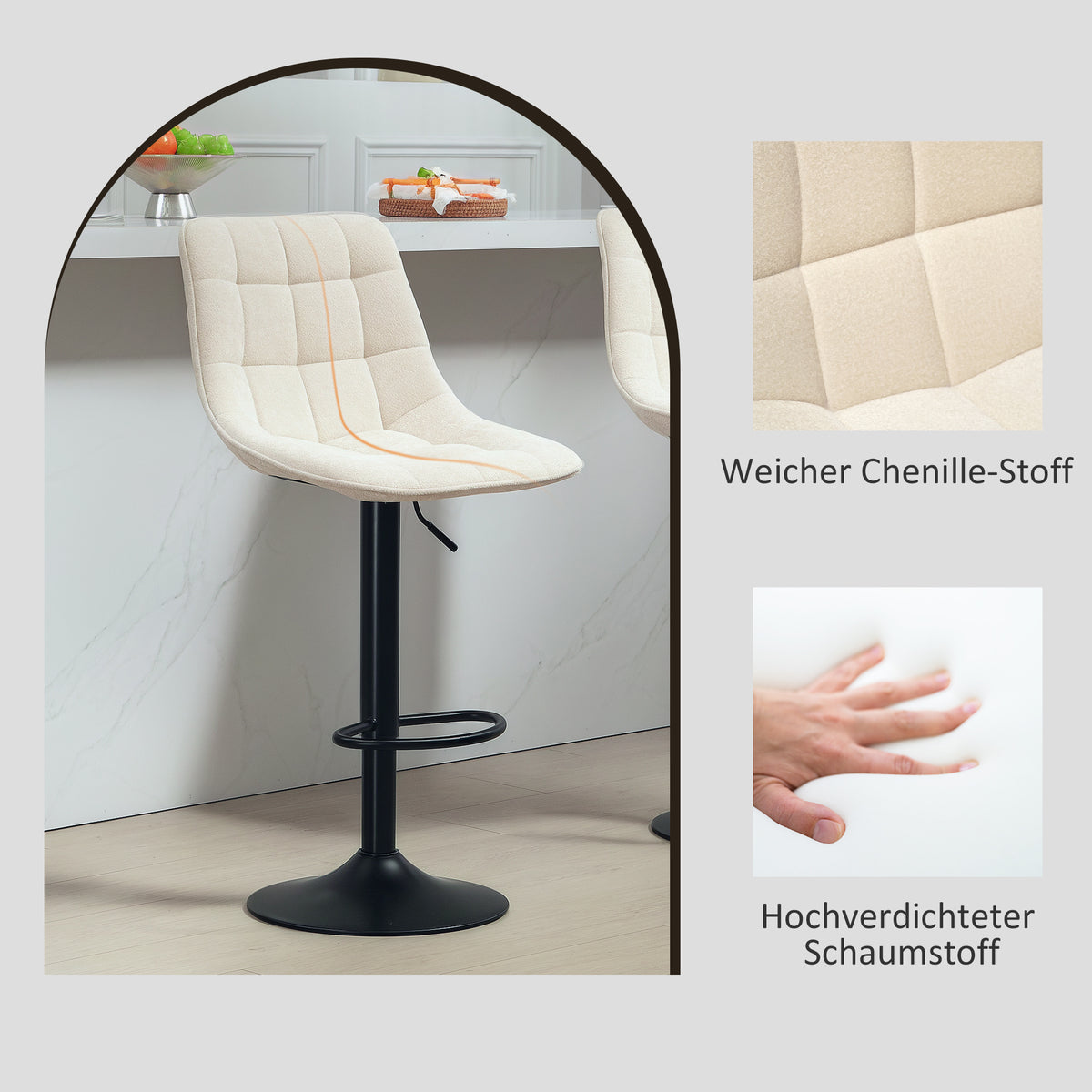 2er-Set höhenverstellbare Barhocker mit Rückenlehne