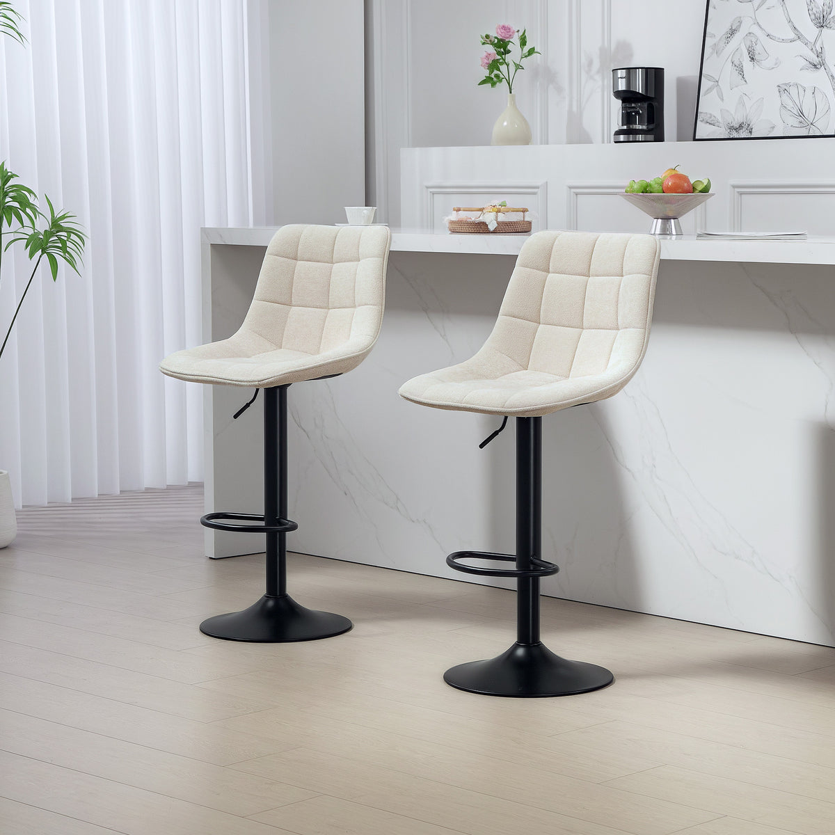 2er-Set höhenverstellbare Barhocker mit Rückenlehne