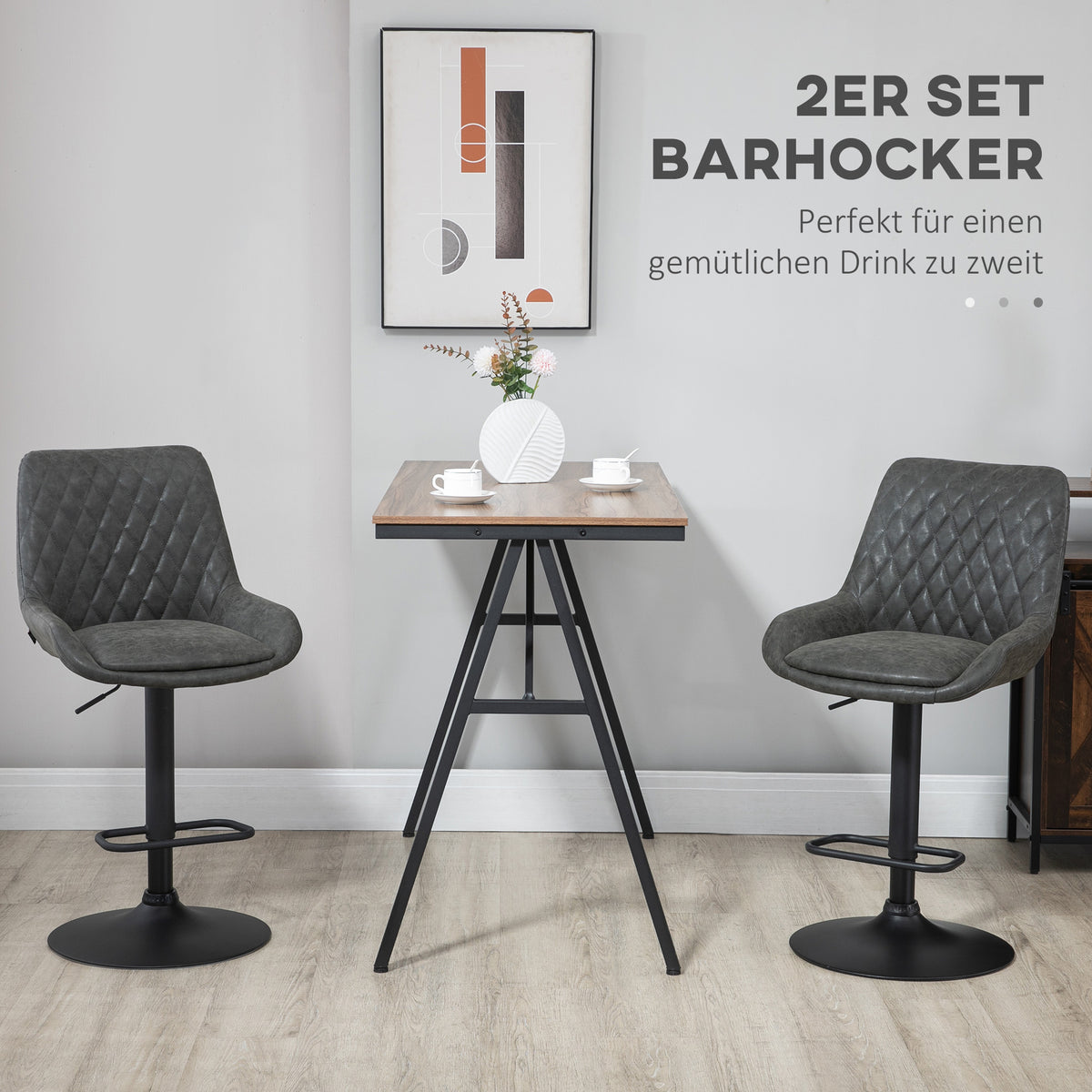 Höhenverstellbares Barhocker-Set mit Fußstütze