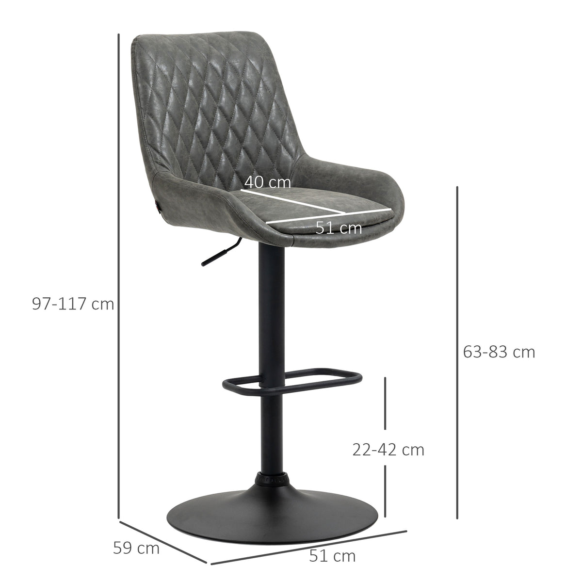 Höhenverstellbares Barhocker-Set mit Fußstütze