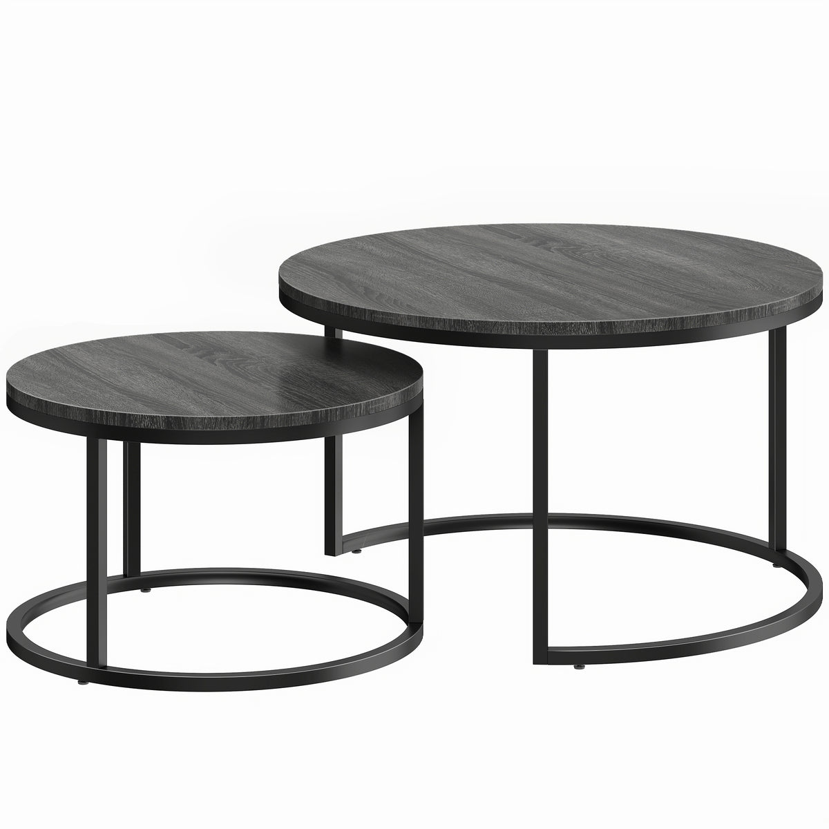 Rundes Couchtisch-Set, stapelbar, mit Metallgestell