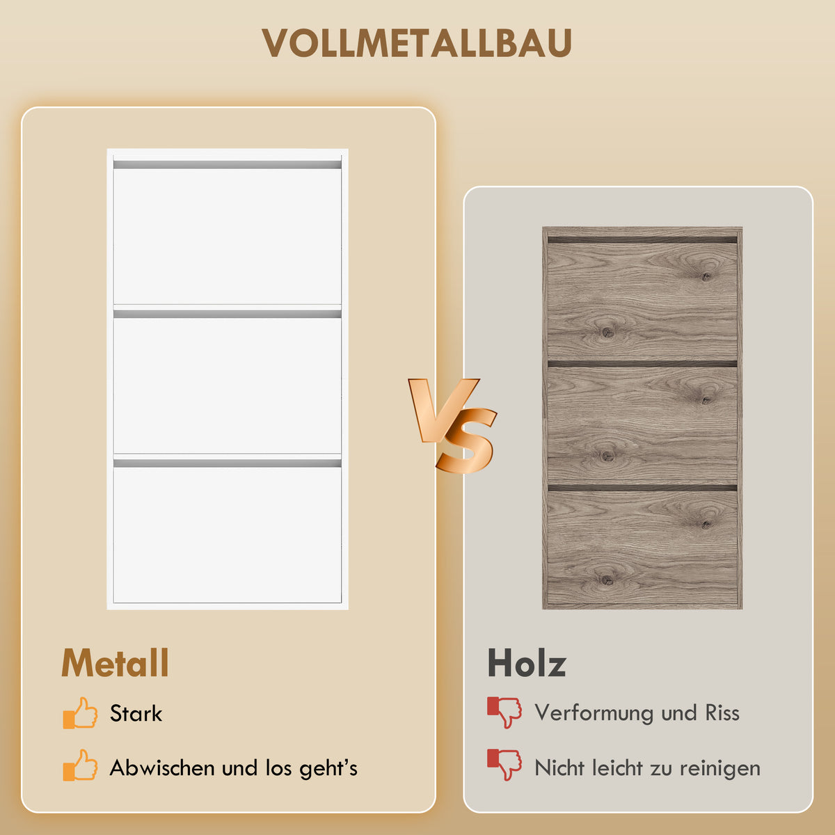 Schmaler Metall-Schuhschrank mit Klappfächern