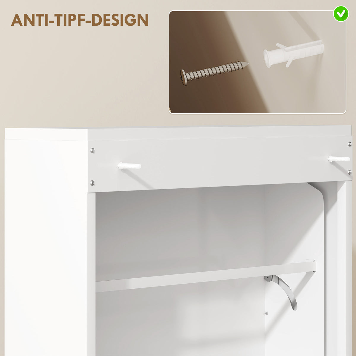 Schmaler Metall-Schuhschrank mit Klappfächern