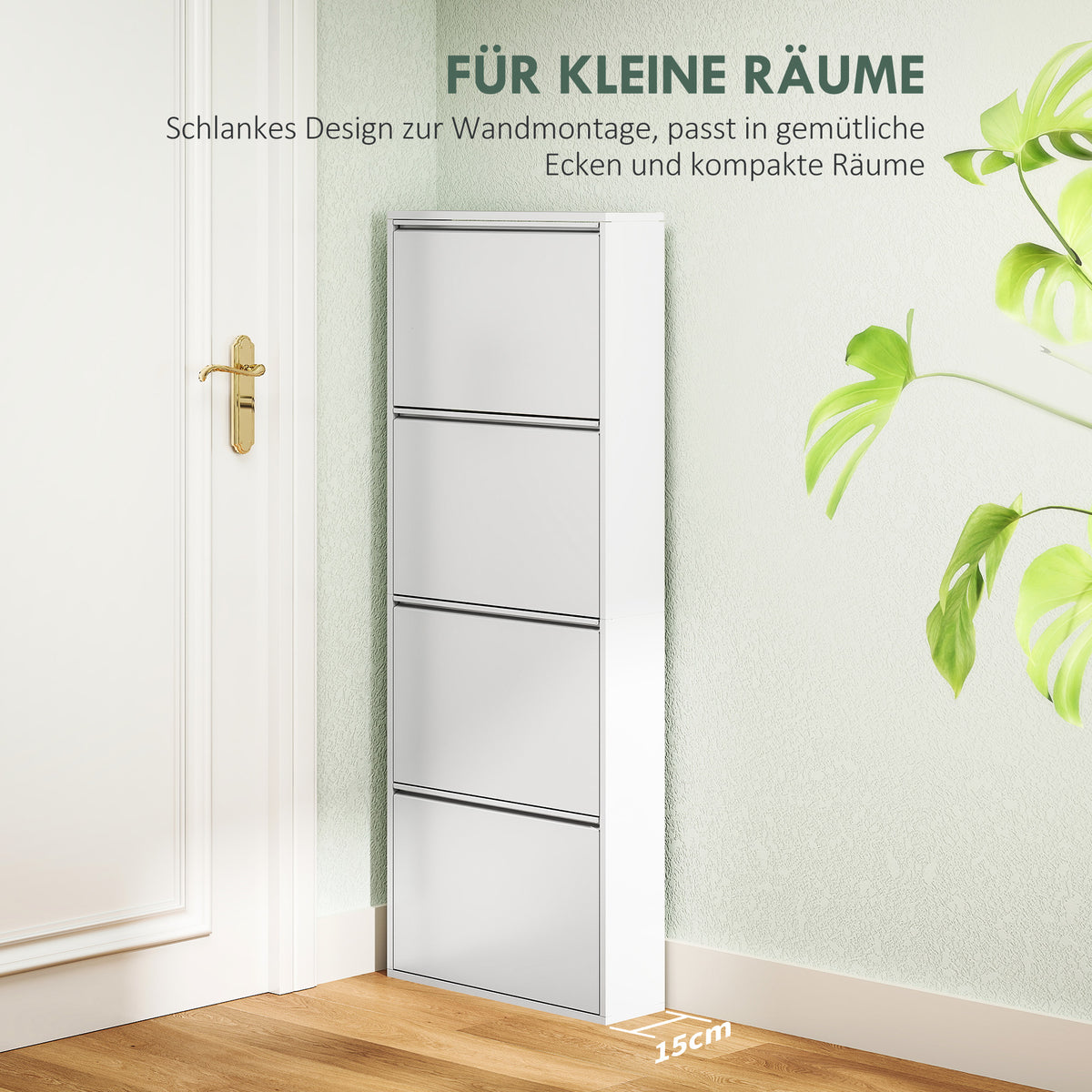 Schmaler Metall-Schuhschrank mit Klappfächern