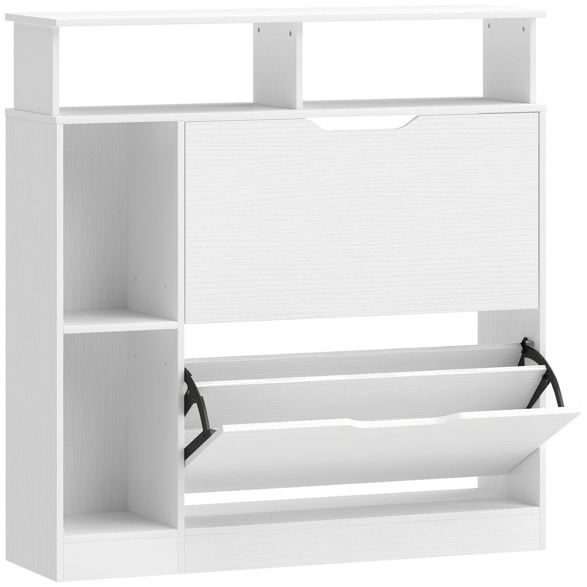 Schuhschrank mit zwei Klappen und offenen Fächern