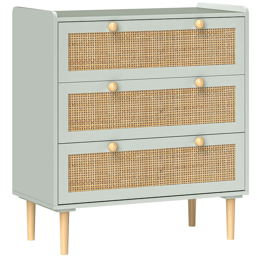 Kommode mit 3 Schubladen und Rattanfronten