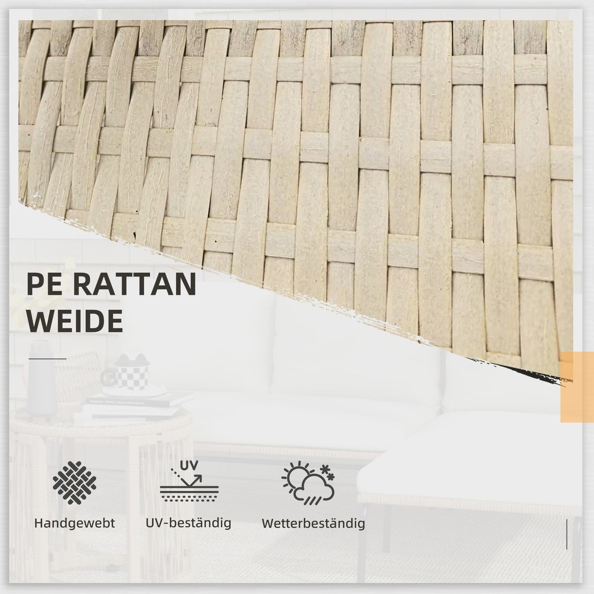 3-teiliges Polyrattan-Gartenmöbelset mit Sonnenliege