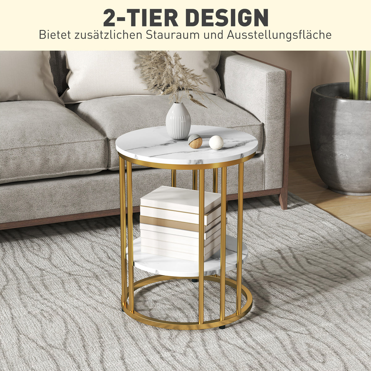 Rundes Couchtisch-Set mit offenem Stauraum