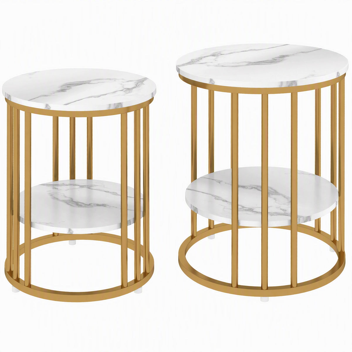 Rundes Couchtisch-Set mit offenem Stauraum