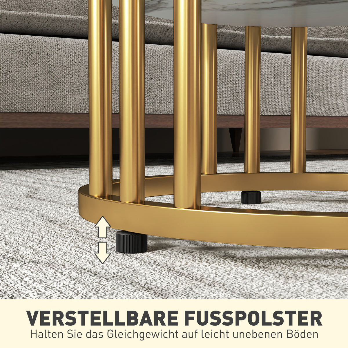 Rundes Couchtisch-Set mit offenem Stauraum