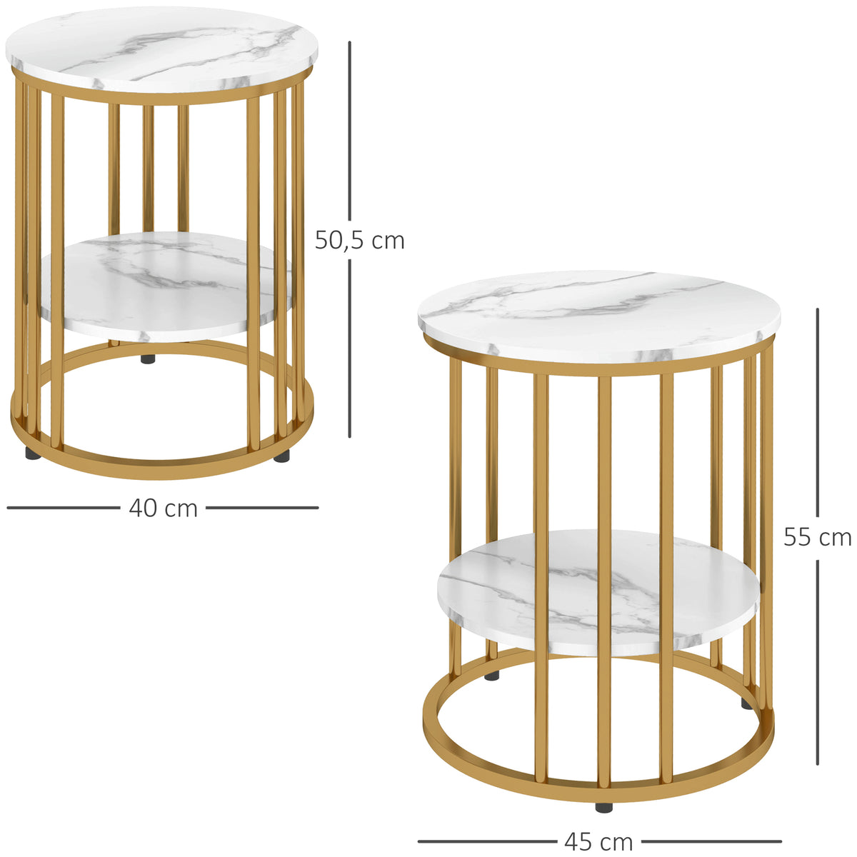 Rundes Couchtisch-Set mit offenem Stauraum
