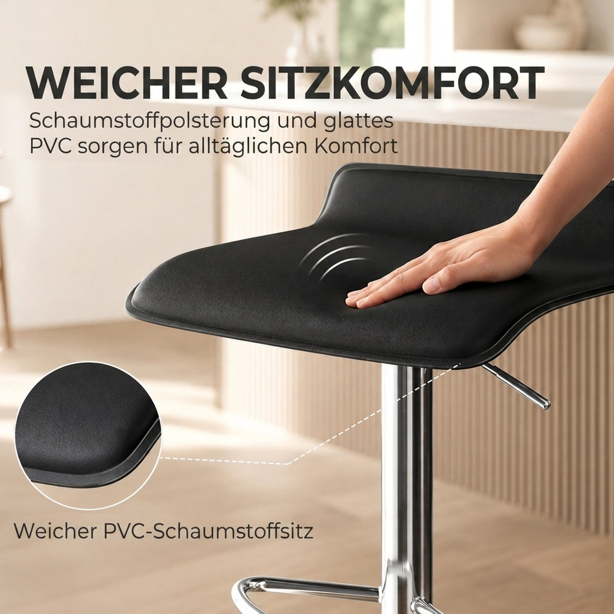 Höhenverstellbarer Barhocker mit 360° Drehfunktion